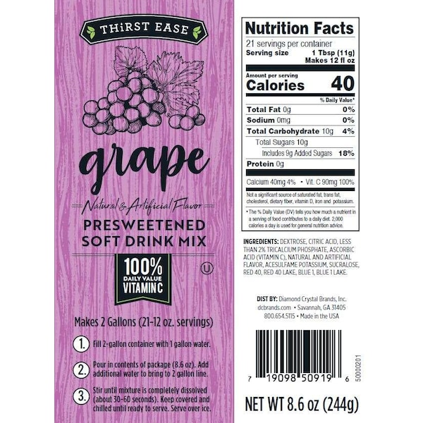 Drink Mix Grape 8.6 Oz., PK12